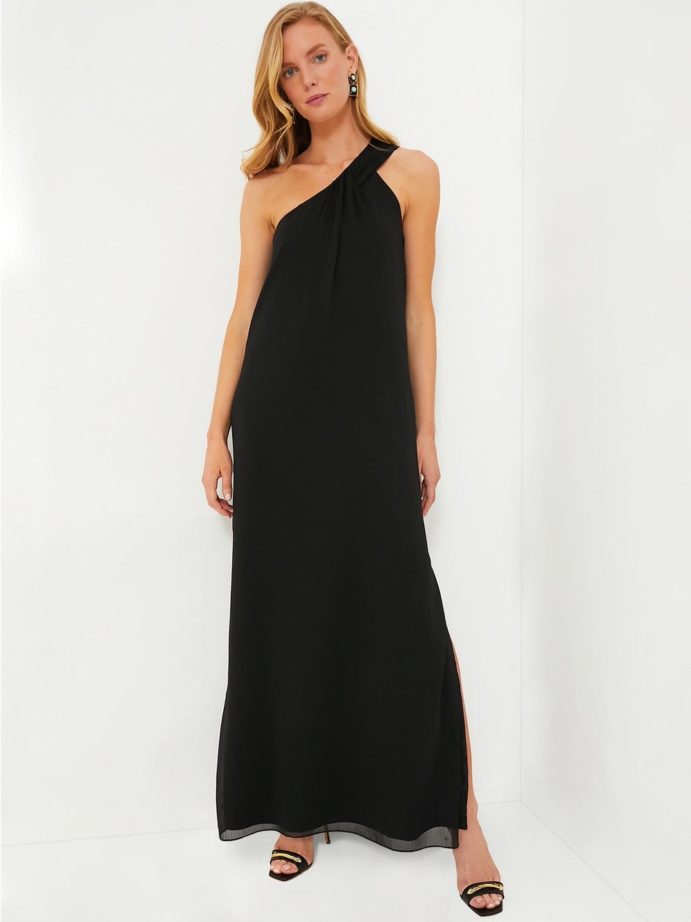 NWT Tuckernuck Pomander Place Soleil Black One-Shoulder Maxi MSRP $148 Small‎